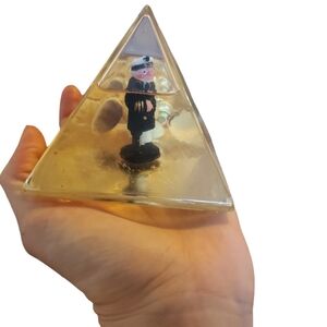 Vintage hard plastic paper weight with seashells and sea captain